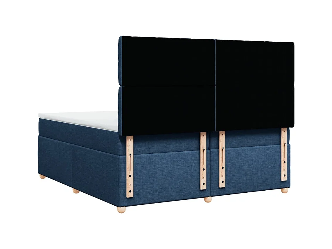 Sommier à lattes de lit avec matelas Bleu 200x200 cm Tissu