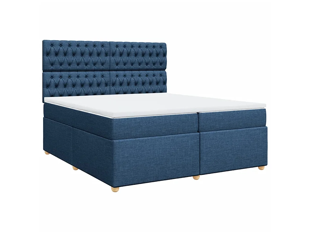 Boxspringbett mit Matratze Blau 200x200 cm Stoff