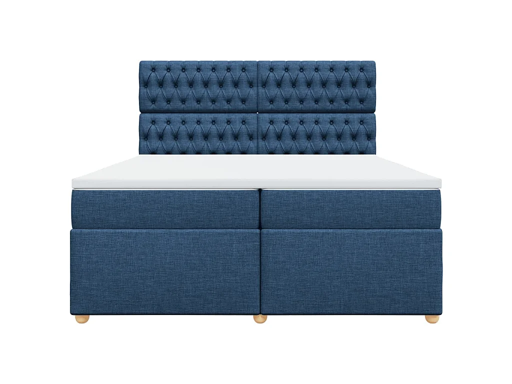 Boxspringbett mit Matratze Blau 200x200 cm Stoff