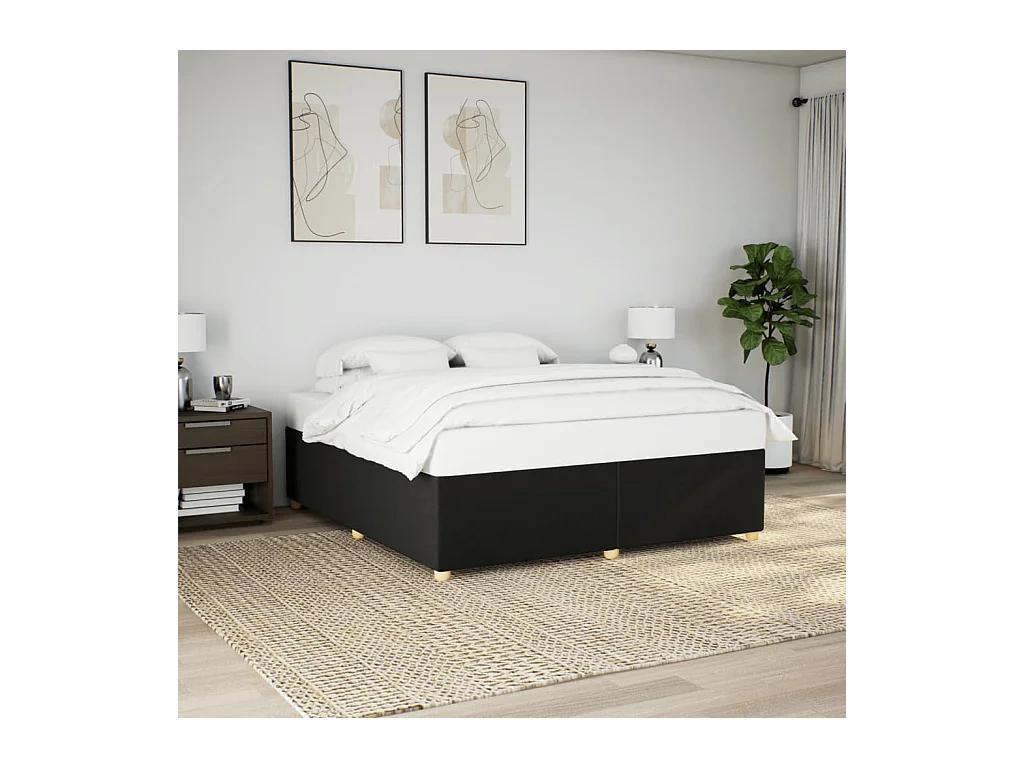 Cadre de lit sans matelas noir 200x200 cm tissu