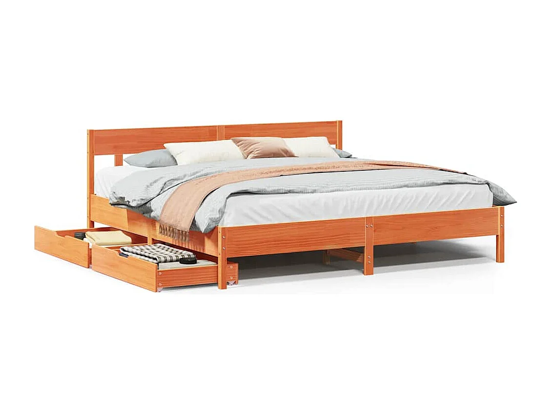 Bedframe zonder matras massief grenenhout wasbruin 200x200 cm