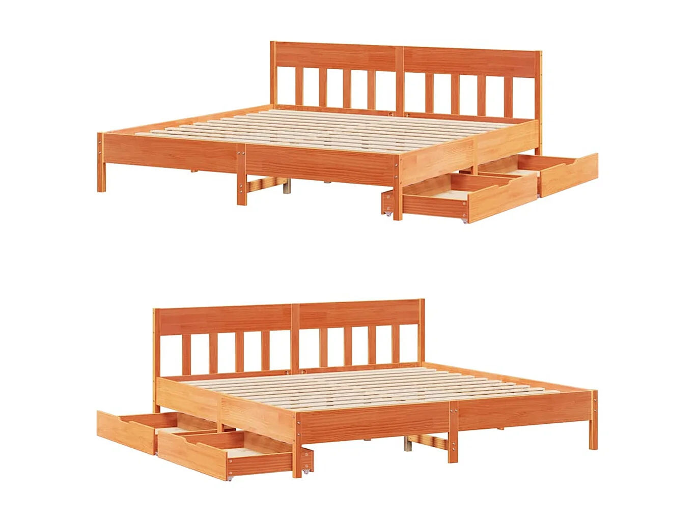 Bedframe zonder matras massief grenenhout wasbruin 200x200 cm