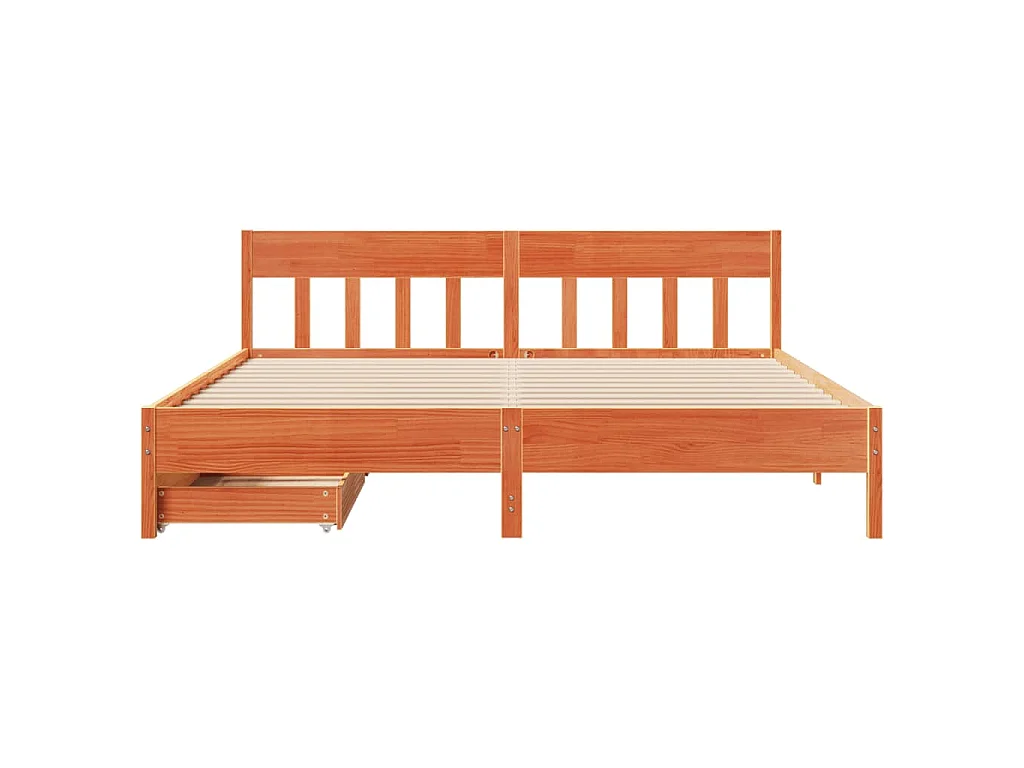 Massivholzbett ohne Matratze Wachsbraun 200x200 Kiefernholz