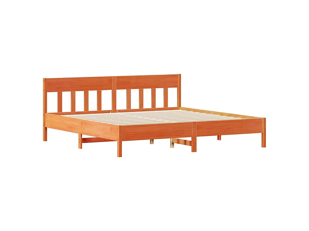 Massivholzbett ohne Matratze Wachsbraun 200x200 Kiefernholz