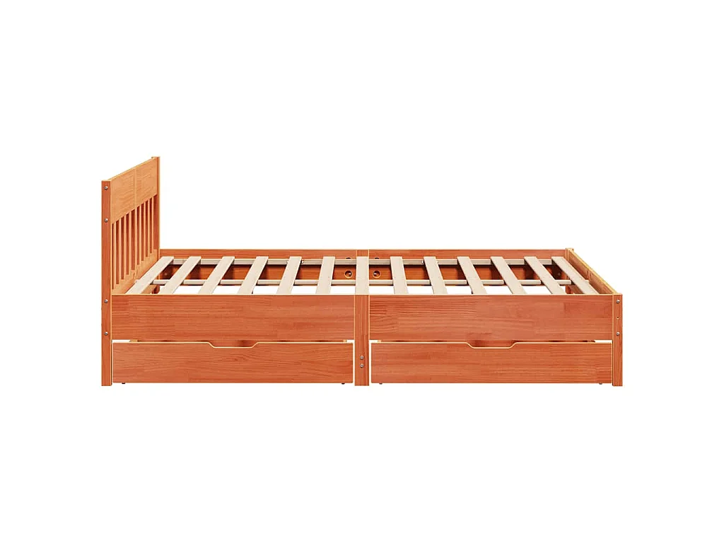 Massivholzbett ohne Matratze Wachsbraun 200x200 Kiefernholz