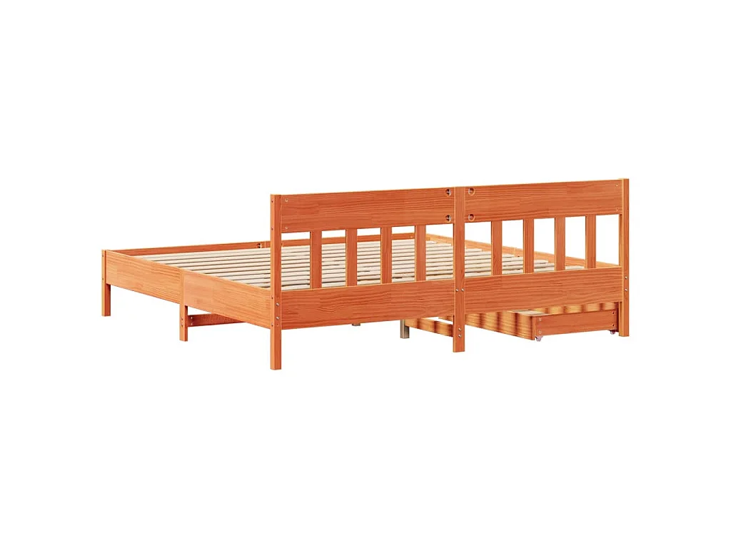 Massivholzbett ohne Matratze Wachsbraun 200x200 Kiefernholz