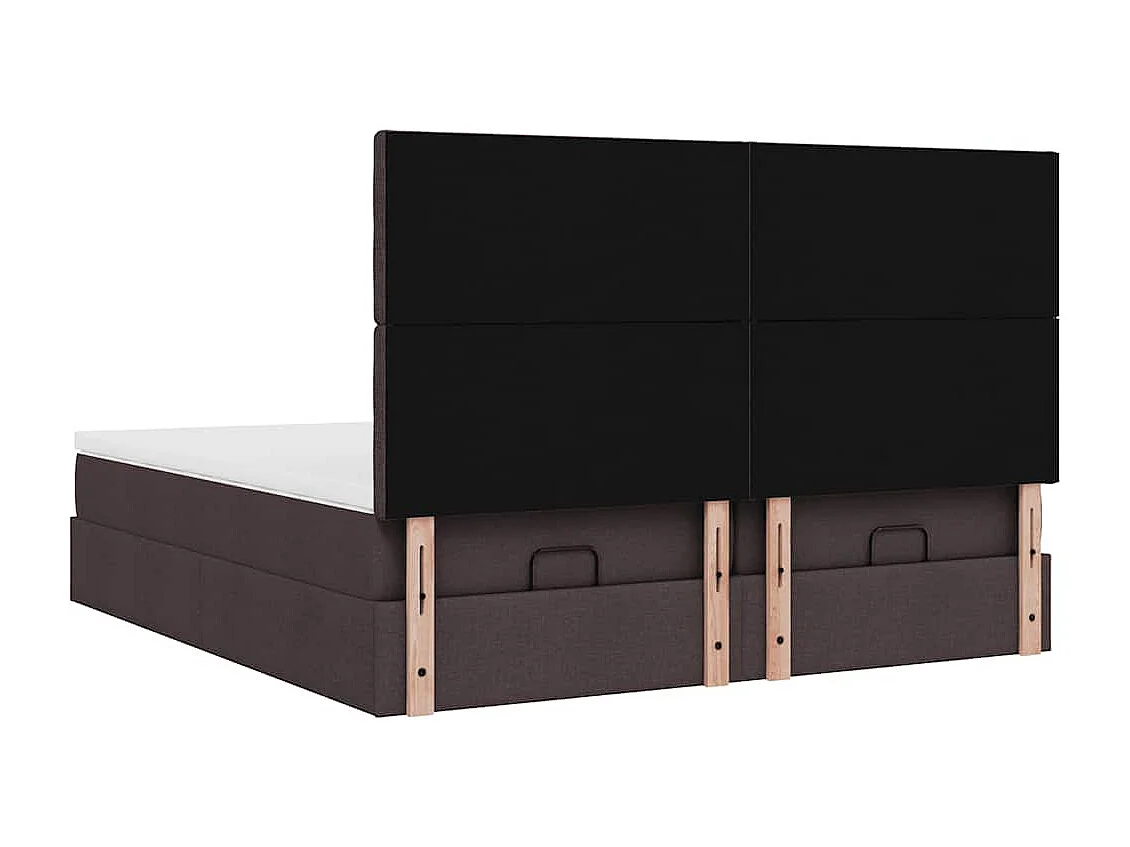 Ottoman bed met matrassen en LED's 200x200cm stof donkerbruin