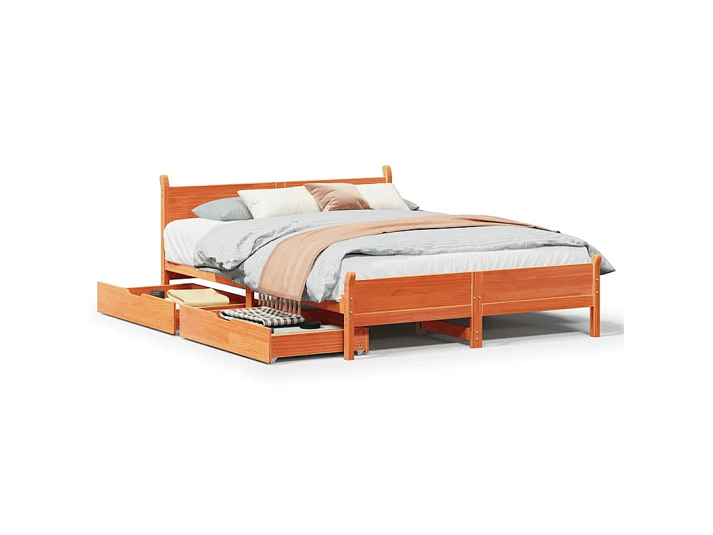 Bedframe zonder matras massief grenenhout wasbruin 150x200 cm