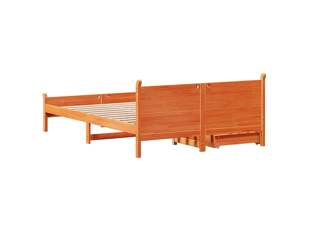 Bedframe zonder matras massief grenenhout wasbruin 150x200 cm