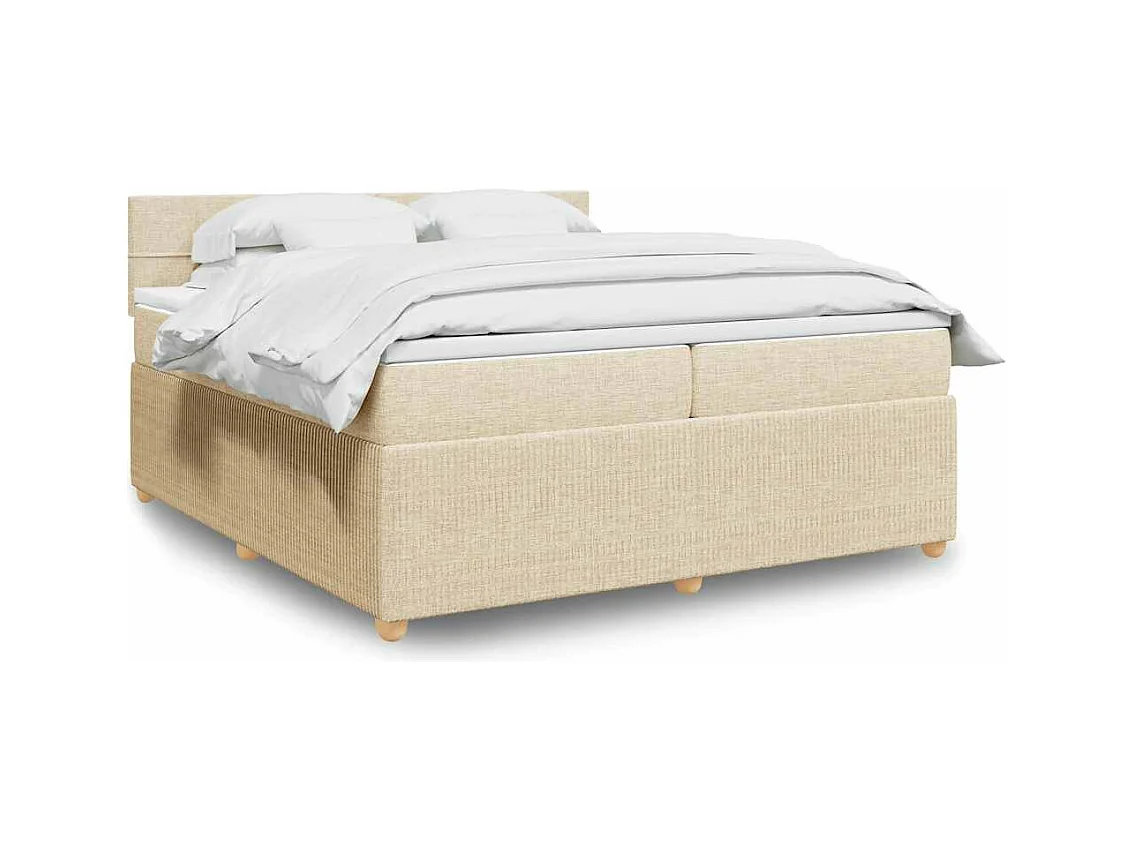 Giroletto a Molle con Materasso Crema 200x200 cm in Tessuto