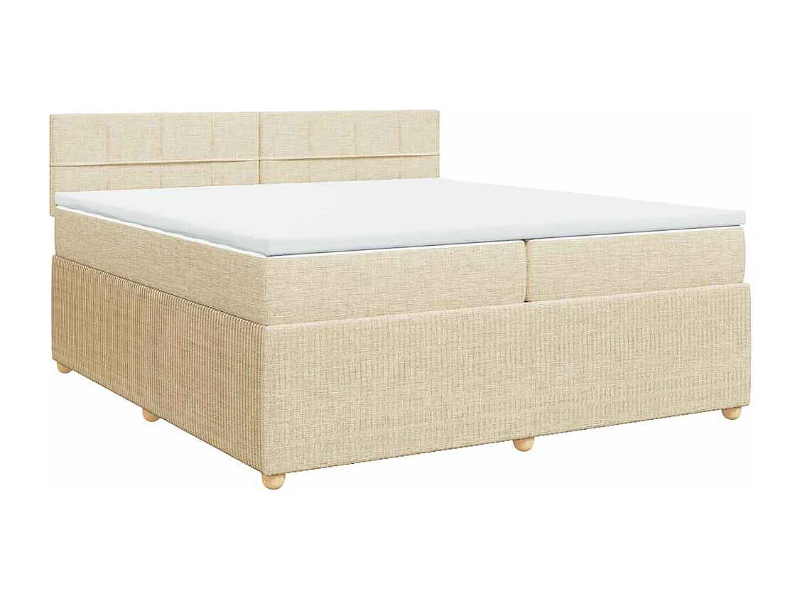 Boxspring met matras stof crèmekleurig 200x200 cm