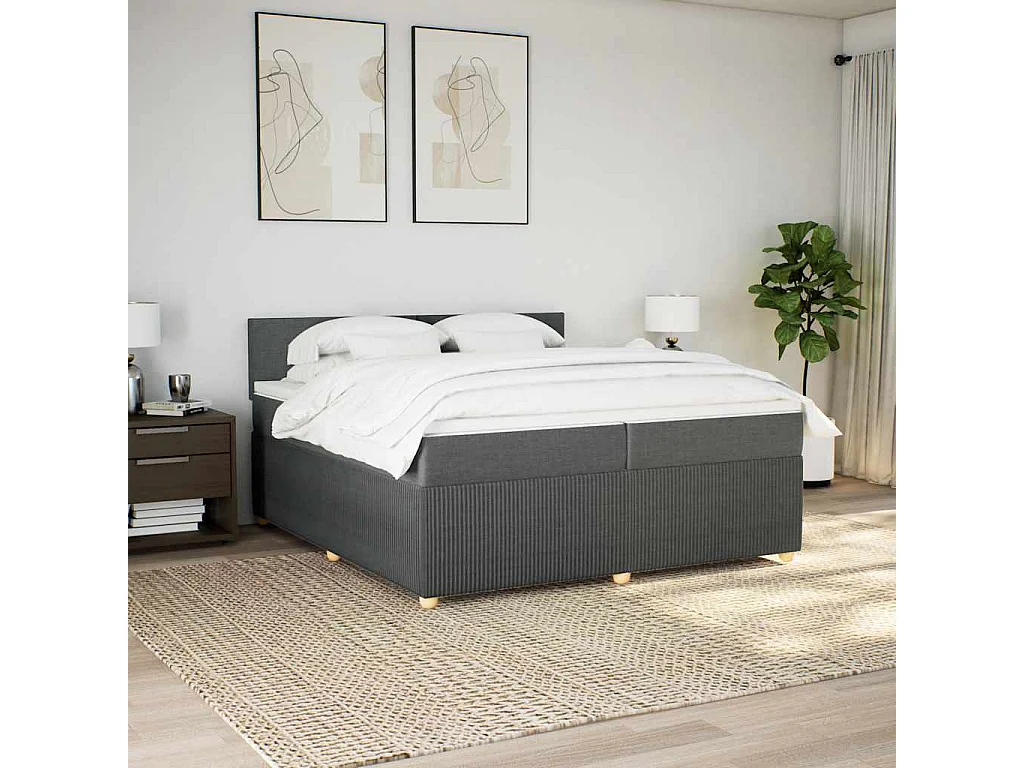 Boxspringbett mit Matratze Dunkelgrau 200x200 cm Stoff