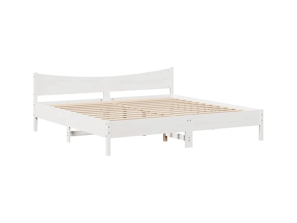 Cadre de lit avec tiroirs blanc 200x200 cm bois massif de pin