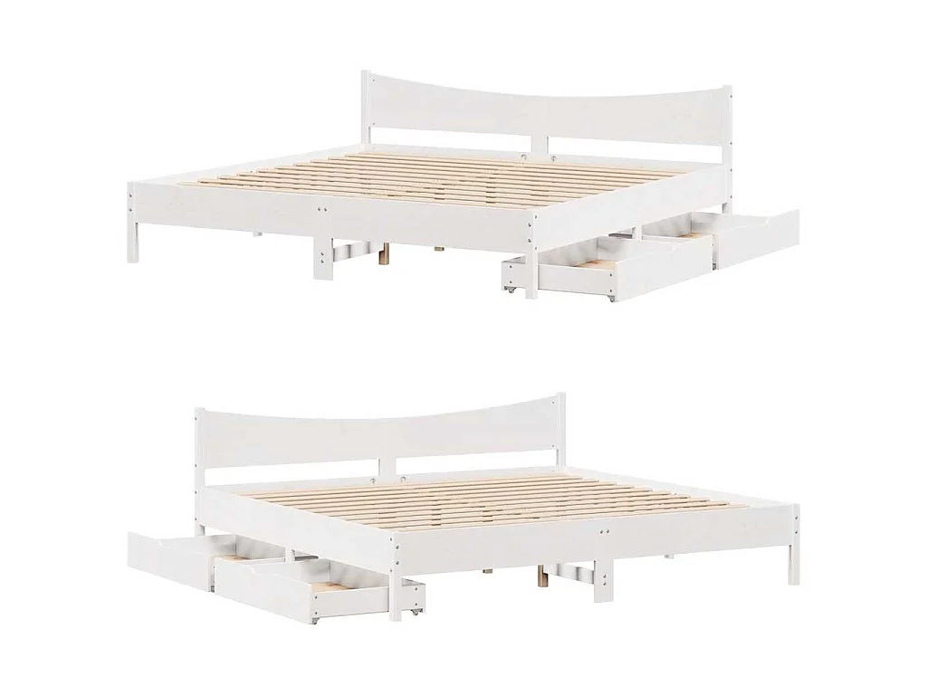 Bedframe met lades massief grenenhout wit 200x200 cm