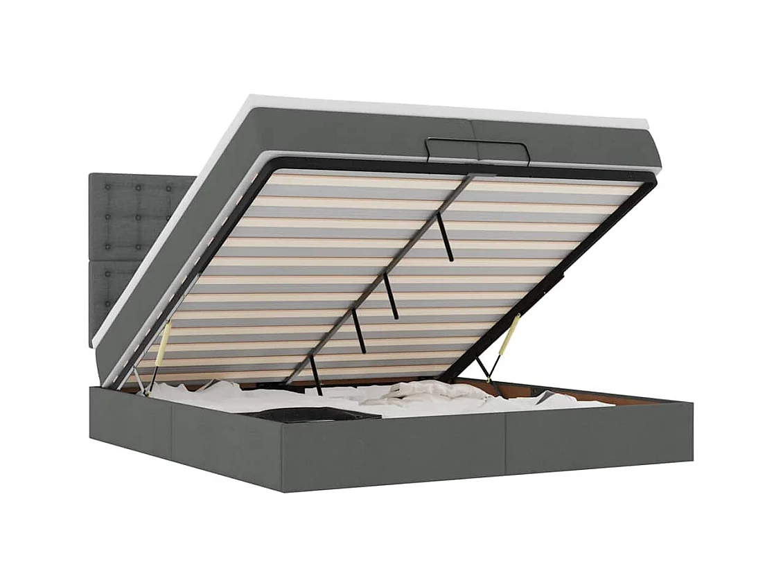 Ottoman bed met matrassen en LED's 200x200cm stof donkergrijs