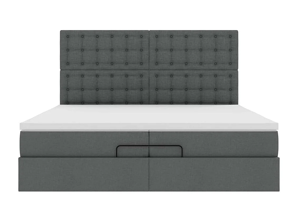 Ottoman-Bett mit Matratzen & LEDs Dunkelgrau 200x200 cm Stoff