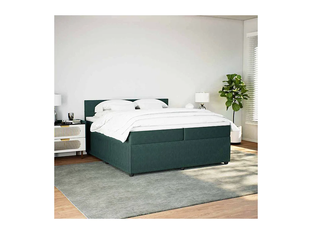 Sommier à lattes de lit et matelas Vert foncé 200x200cm Velours