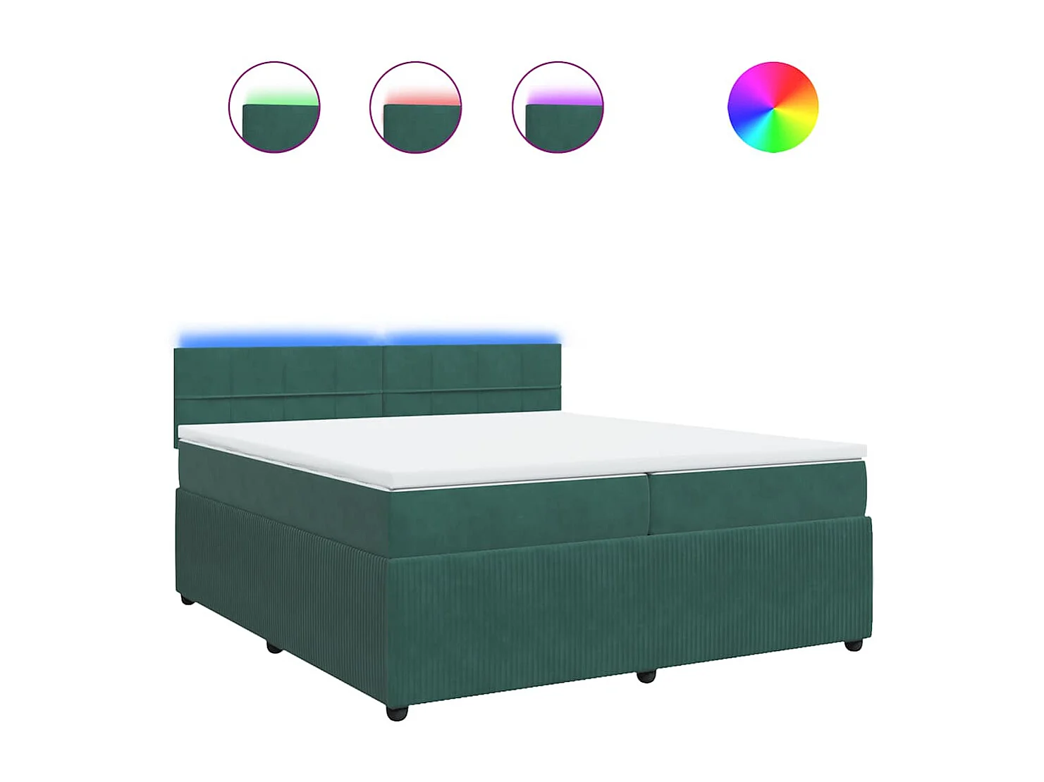 Giroletto a Molle con Materasso Verde Scuro 200x200 cm Velluto