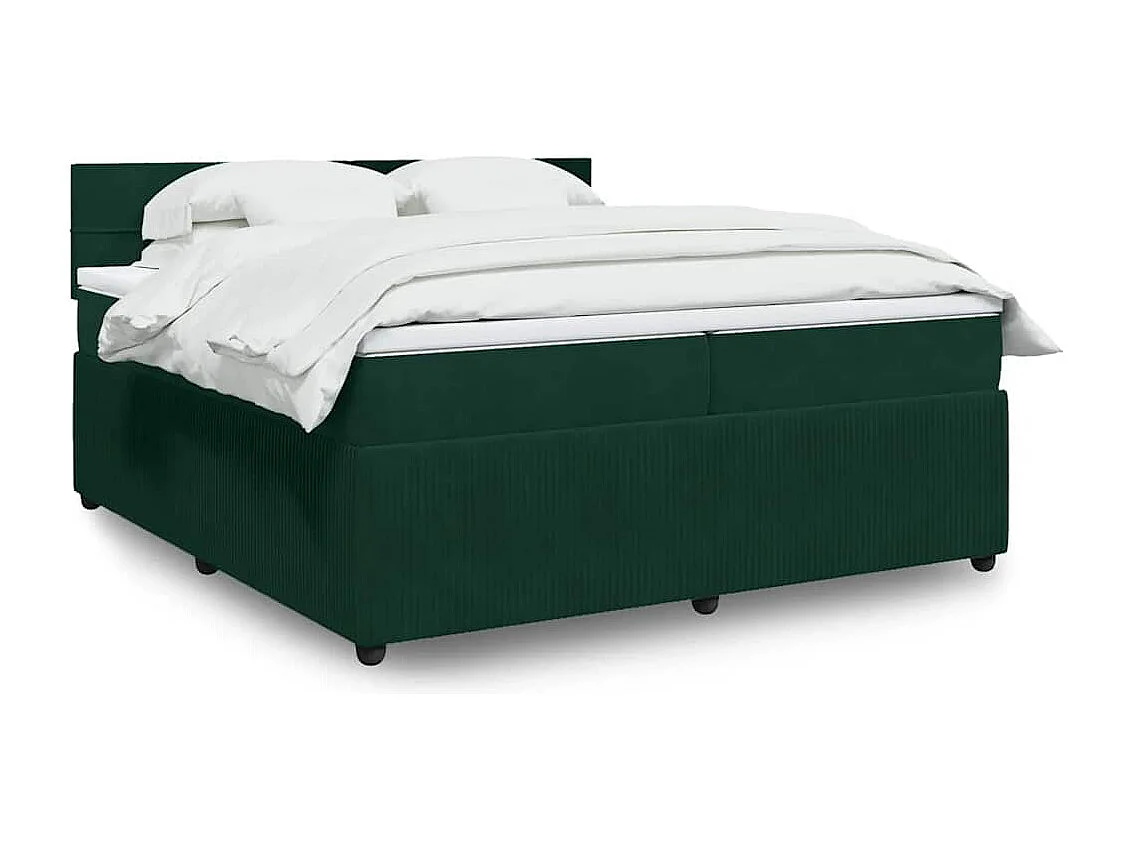 Boxspring met matras fluweel donkergroen 200x200 cm