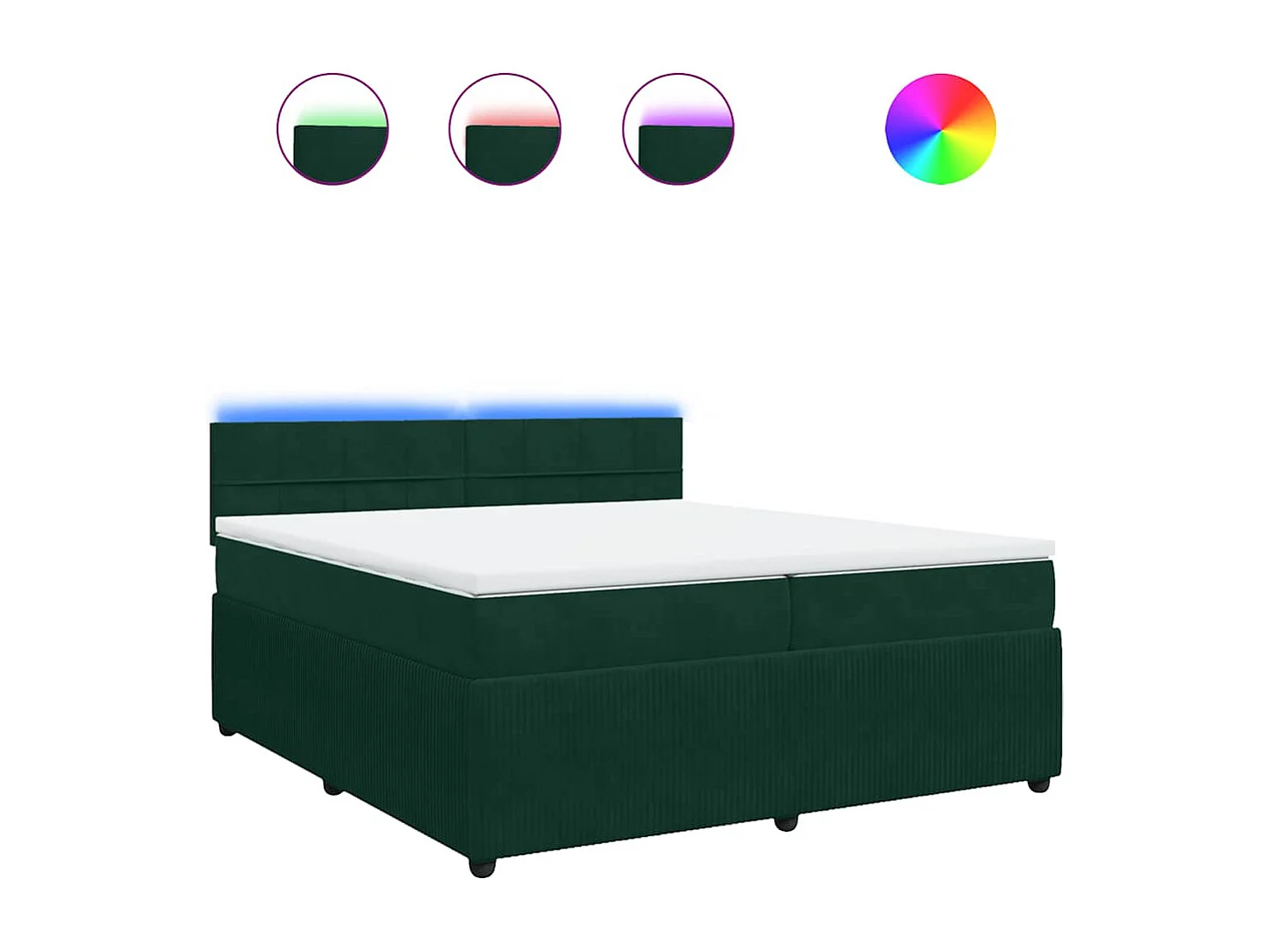 Cama com molas/colchão 200x200 cm veludo verde-escuro