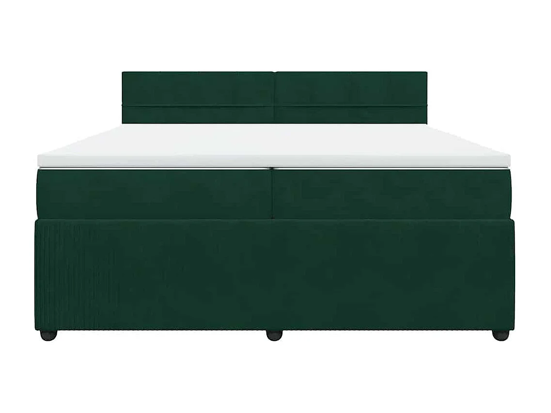 Cama com molas/colchão 200x200 cm veludo verde-escuro