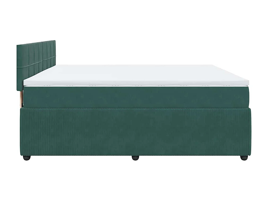 Cama com molas/colchão 200x200 cm veludo verde-escuro