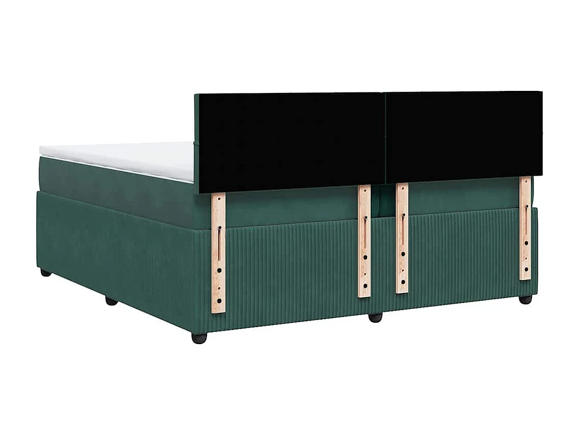 Cama com molas/colchão 200x200 cm veludo verde-escuro