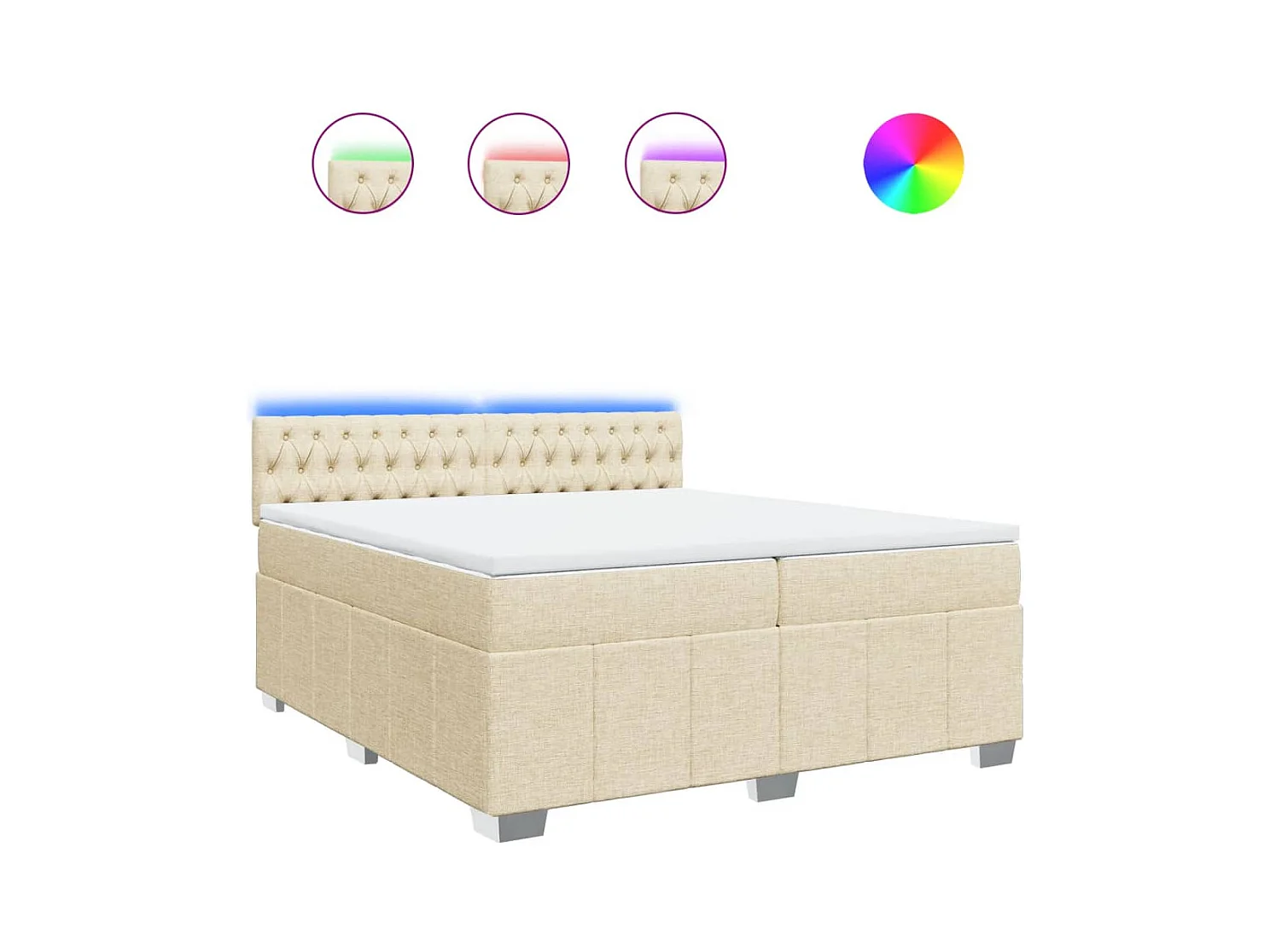 Sommier à lattes de lit avec matelas Crème 200x200 cm Tissu