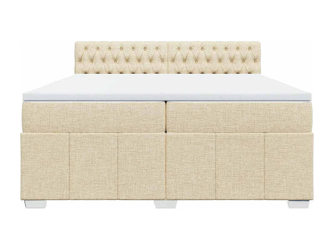 Sommier à lattes de lit avec matelas Crème 200x200 cm Tissu