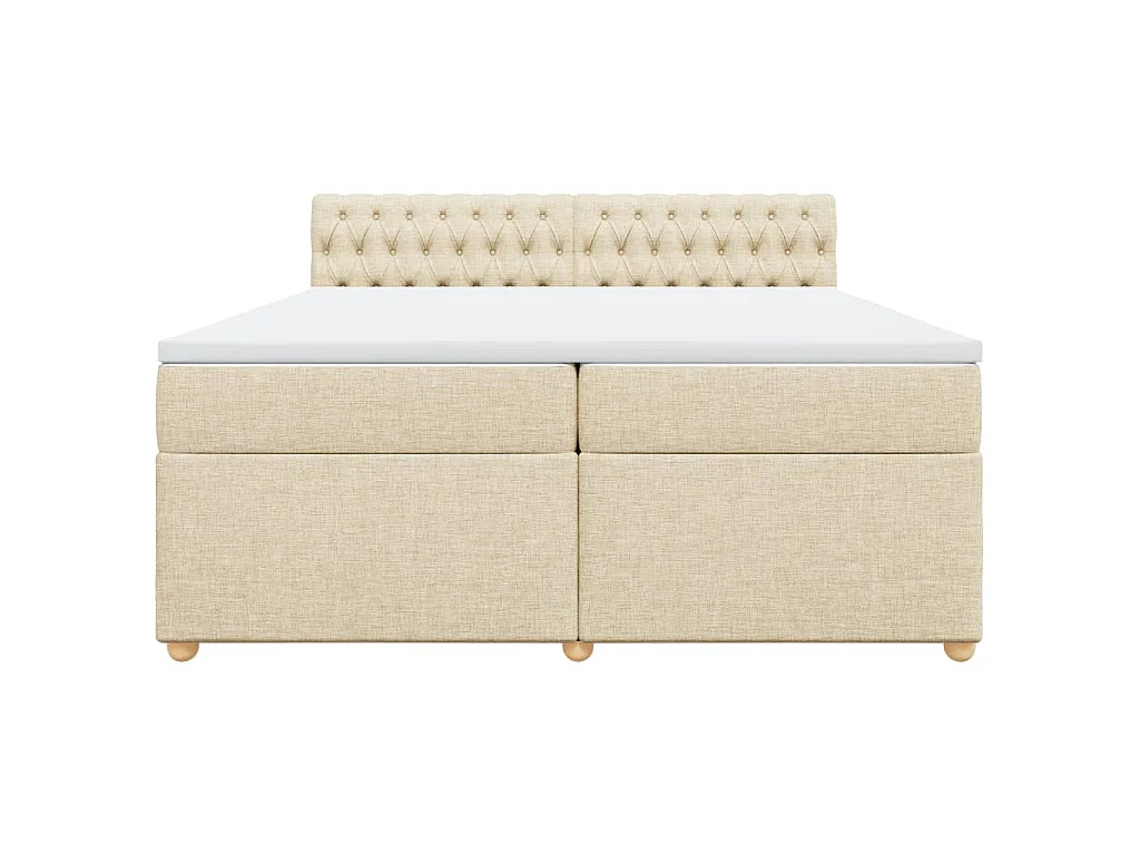 Cama box spring con colchón tela color crema 200x200 cm