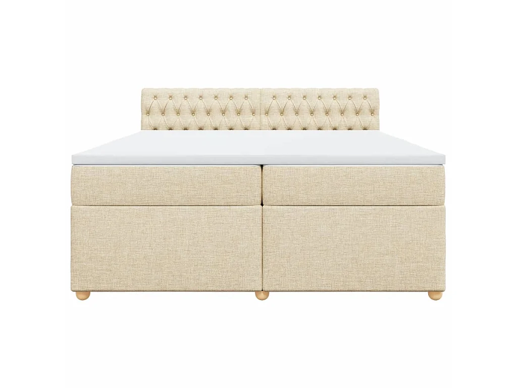 Boxspring met matras stof crèmekleurig 200x200 cm