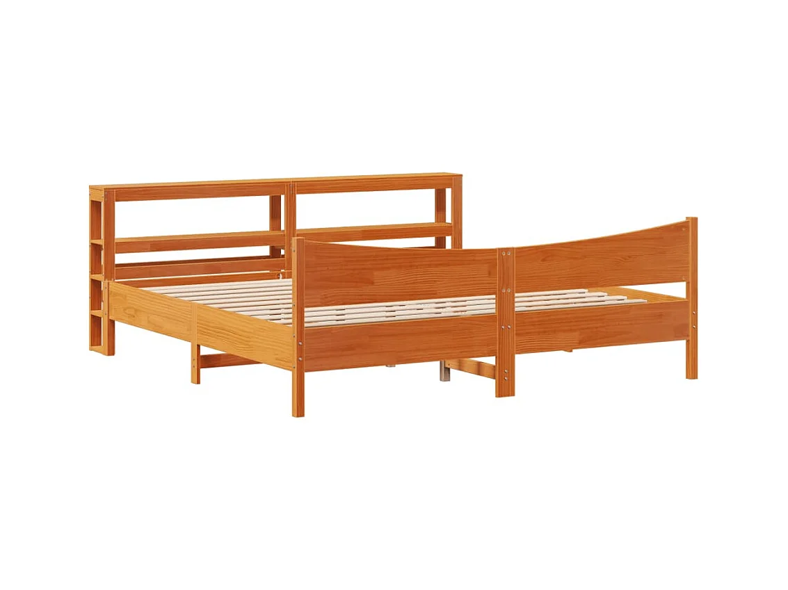 Cadre de lit et tête de lit cire marron 200x200 cm bois de pin