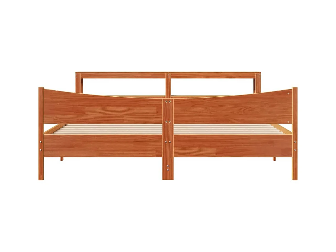 Cadre de lit et tête de lit cire marron 200x200 cm bois de pin