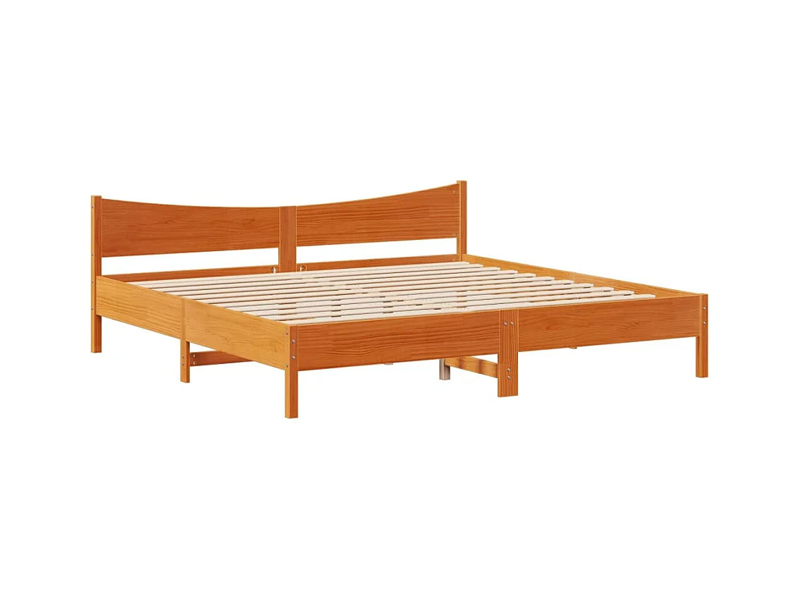 Cadre de lit et tête de lit cire marron 200x200 cm bois de pin