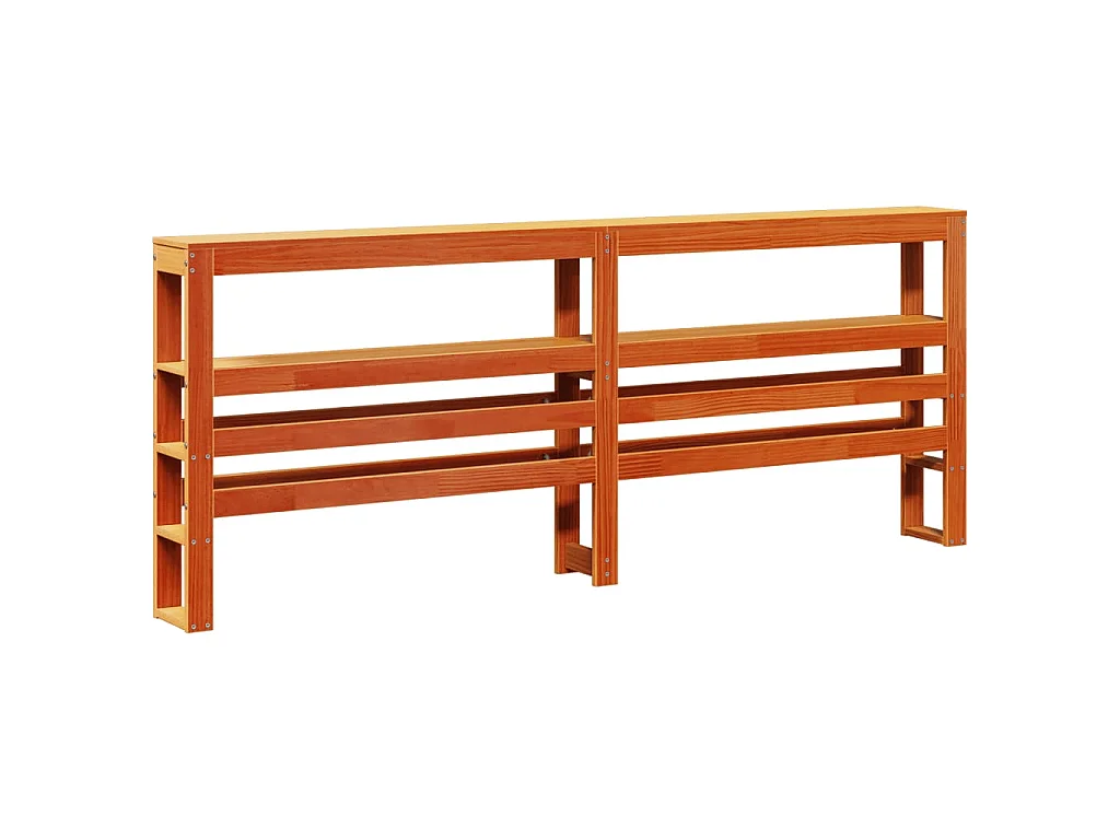 Estrutura cama c/ cabeceira 200x200cm pinho maciço castanho-mel