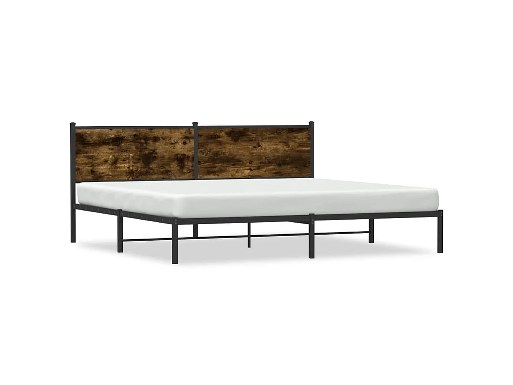 Cadre de lit en métal sans matelas chêne fumé 200x200 cm