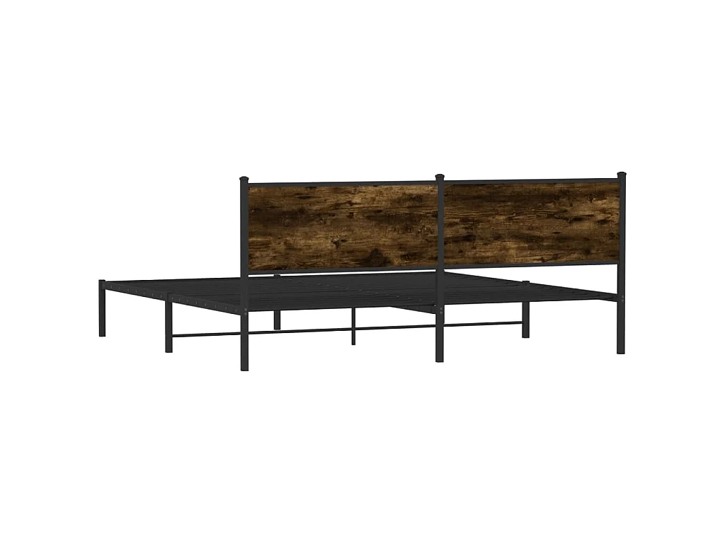 Cadre de lit en métal sans matelas chêne fumé 200x200 cm