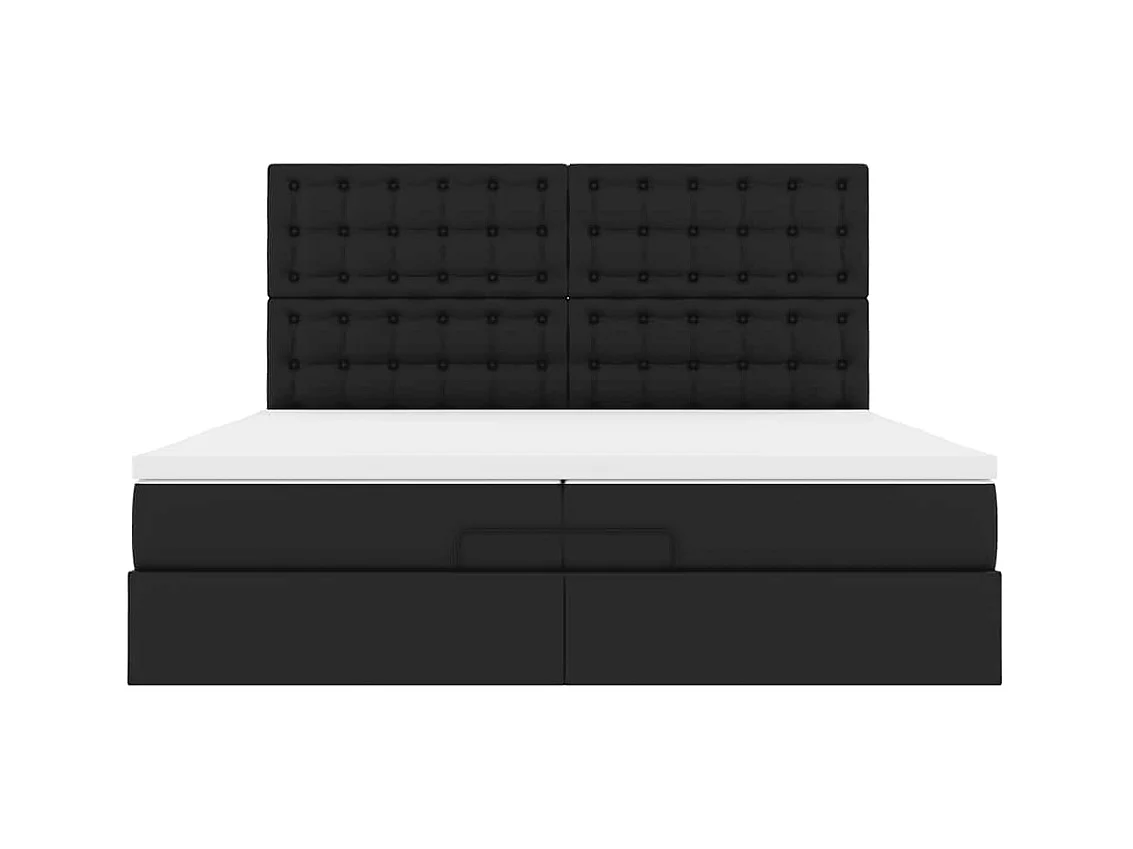 Cadre de lit ottoman avec matelas noir 200x200 cm similicuir
