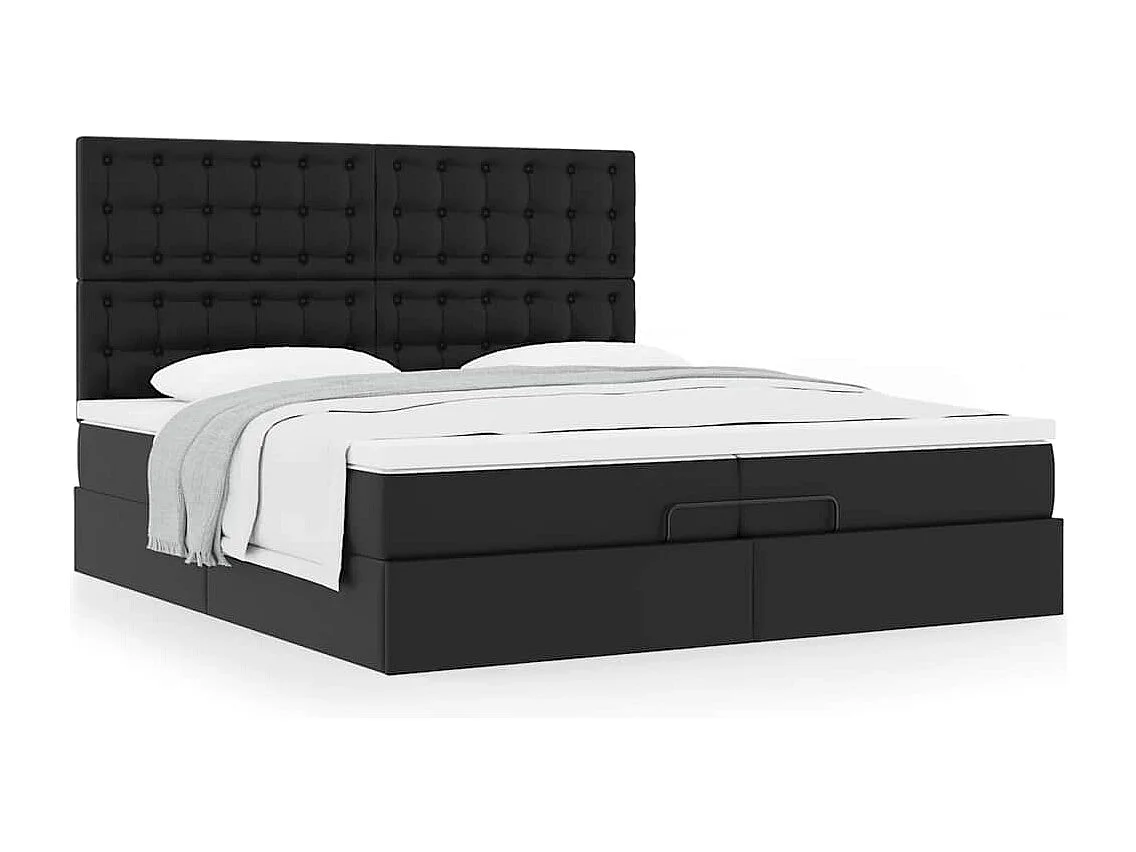 Ottoman bed met matrassen 200x200cm kunstleer zwart