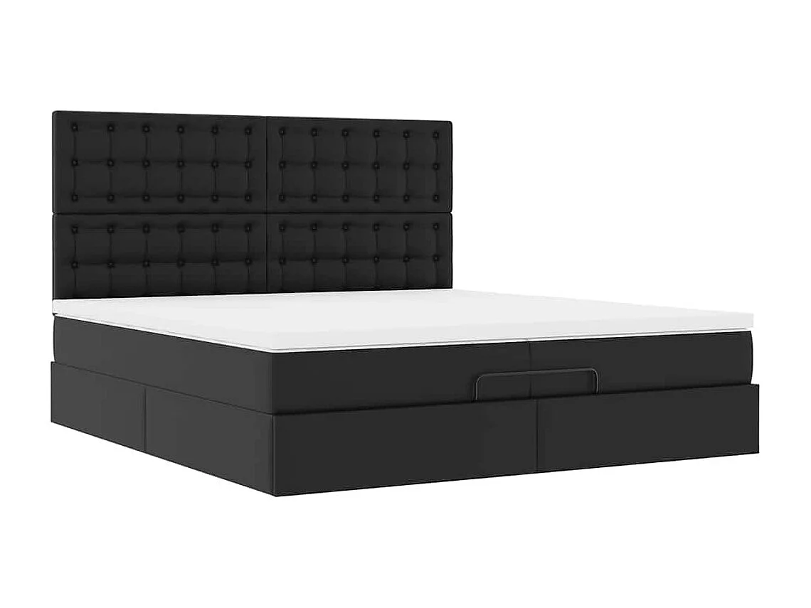 Ottoman bed met matrassen 200x200cm kunstleer zwart
