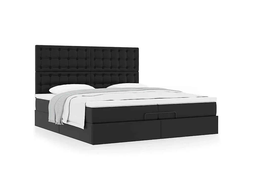 Ottoman bed met matrassen 200x200cm kunstleer zwart