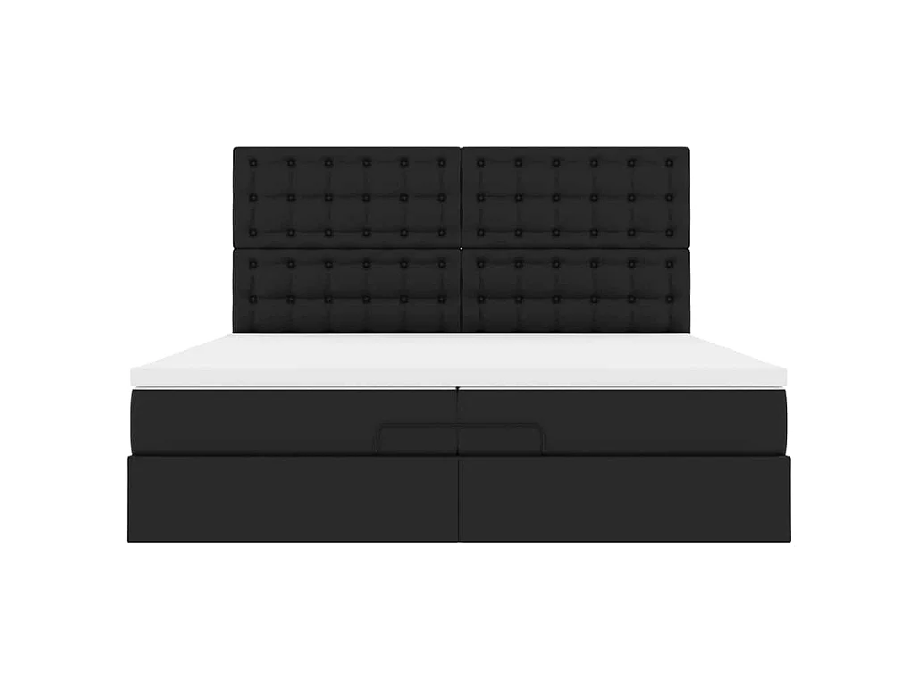 Ottoman bed met matrassen 200x200cm kunstleer zwart