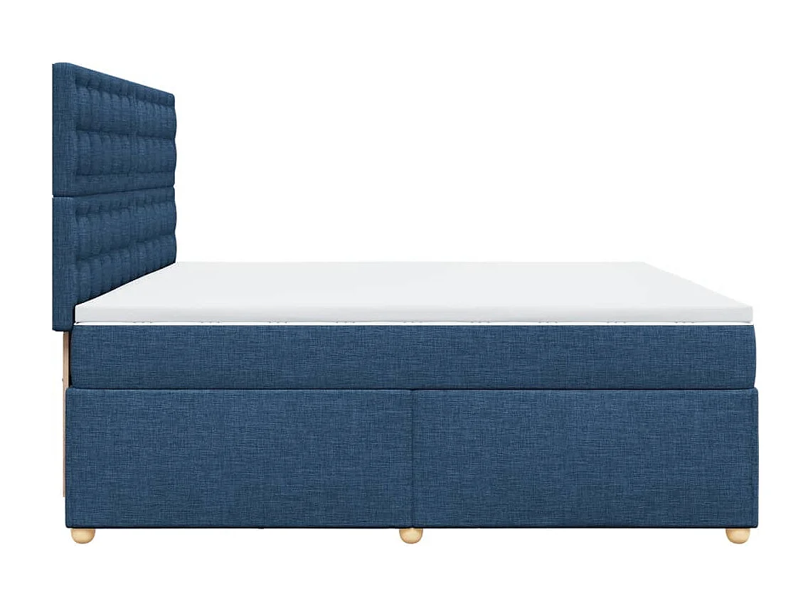 Cama box spring con colchón tela azul 200x200 cm