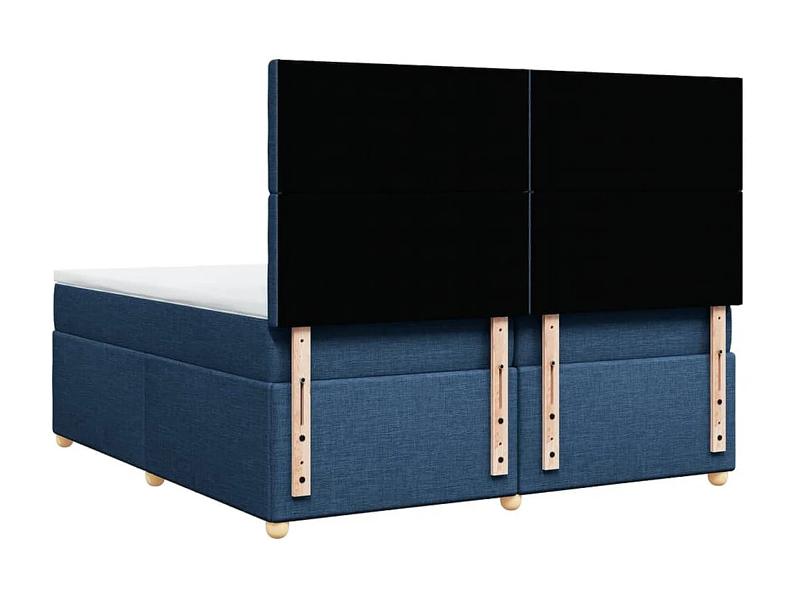 Cama box spring con colchón tela azul 200x200 cm