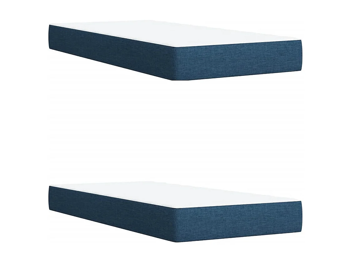 Cama box spring con colchón tela azul 200x200 cm