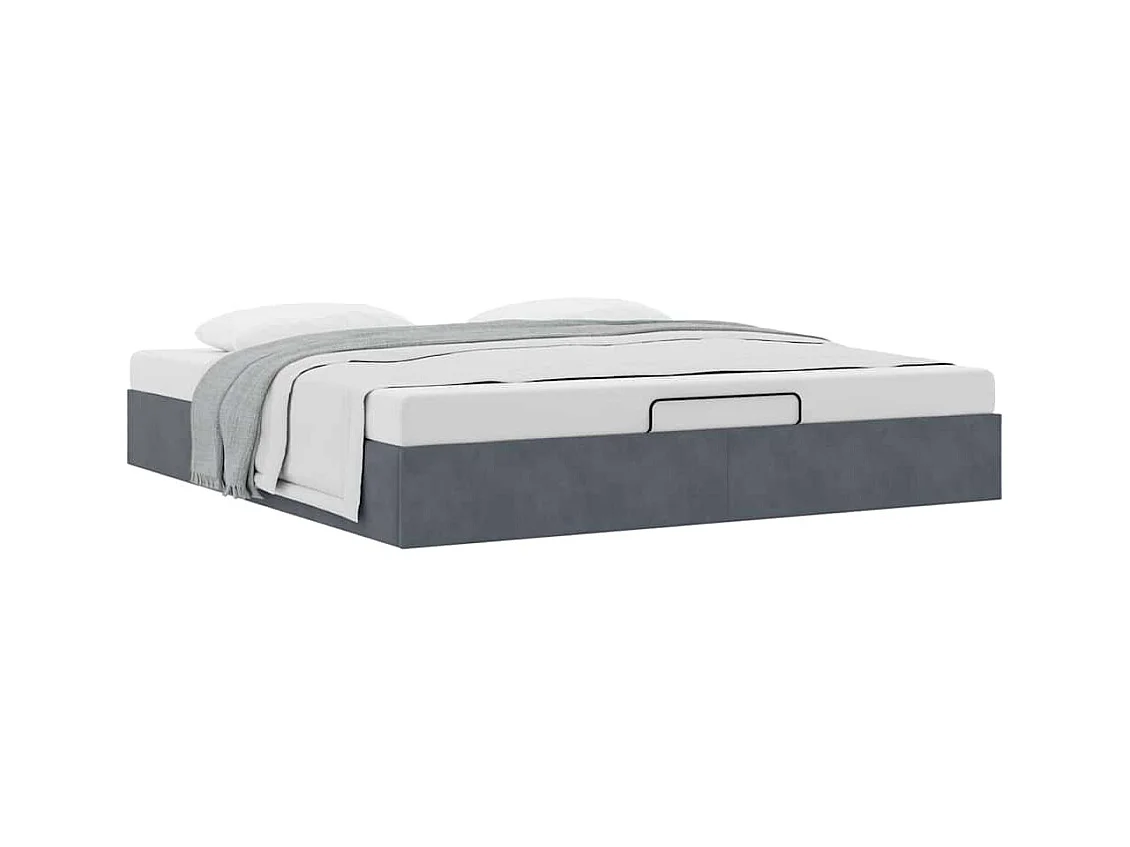 Cadre de lit ottoman sans matelas gris foncé 200x200 cm velours