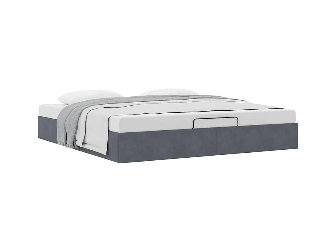 Cadre de lit ottoman sans matelas gris foncé 200x200 cm velours