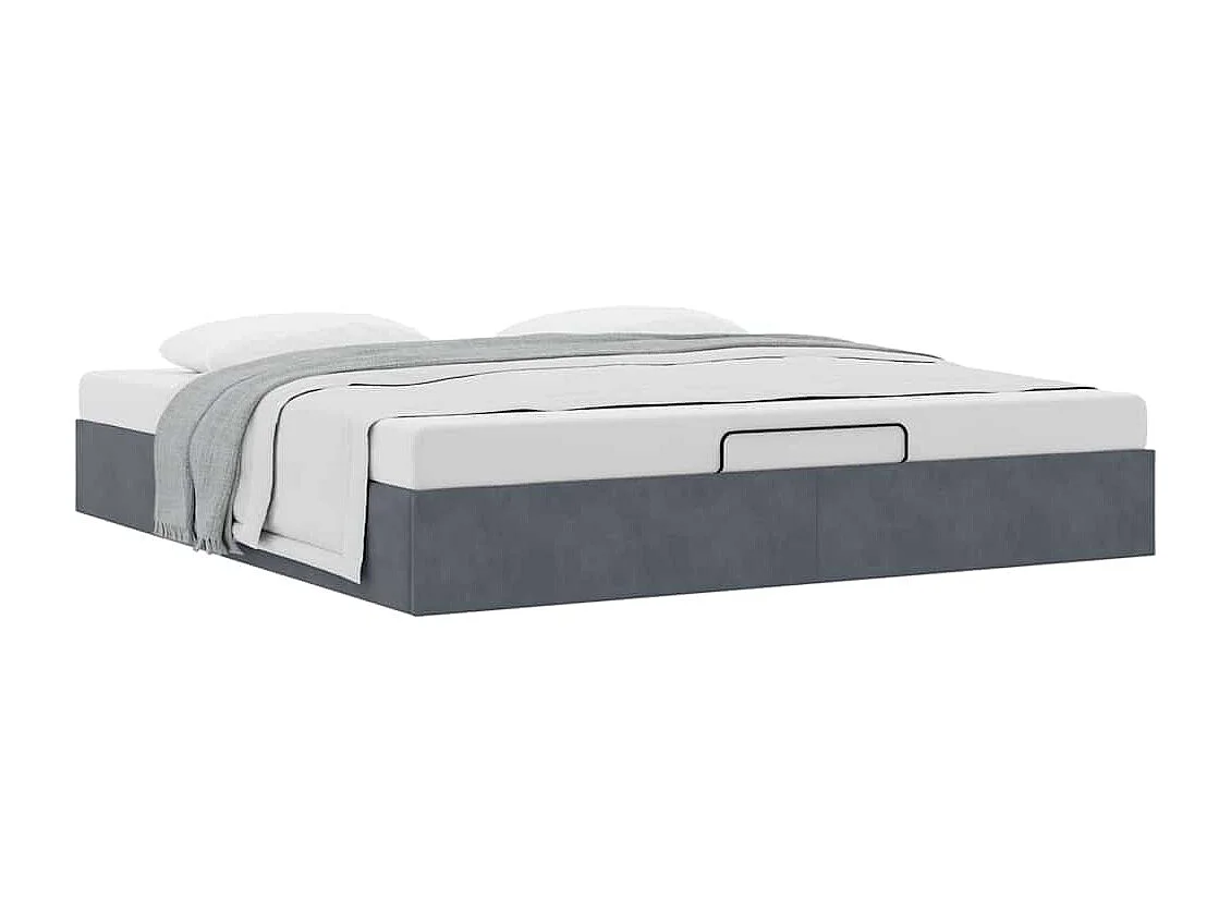 Cadre de lit ottoman sans matelas gris foncé 200x200 cm velours