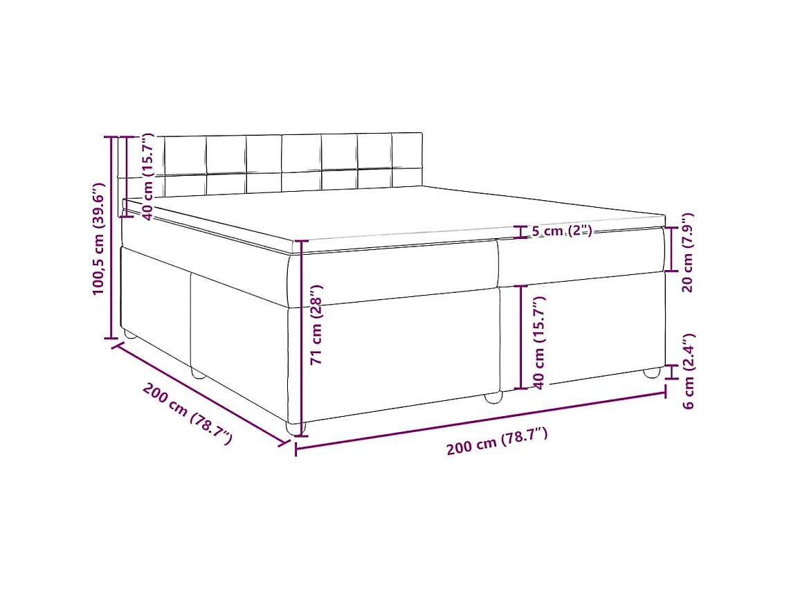 Sommier à lattes de lit avec matelas Noir 200x200 cm Tissu