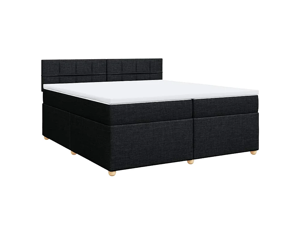 Sommier à lattes de lit avec matelas Noir 200x200 cm Tissu